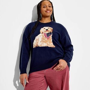 Zoe+Liv - Women's Americana Dog Long Sleeve Graphic Pullover Blue